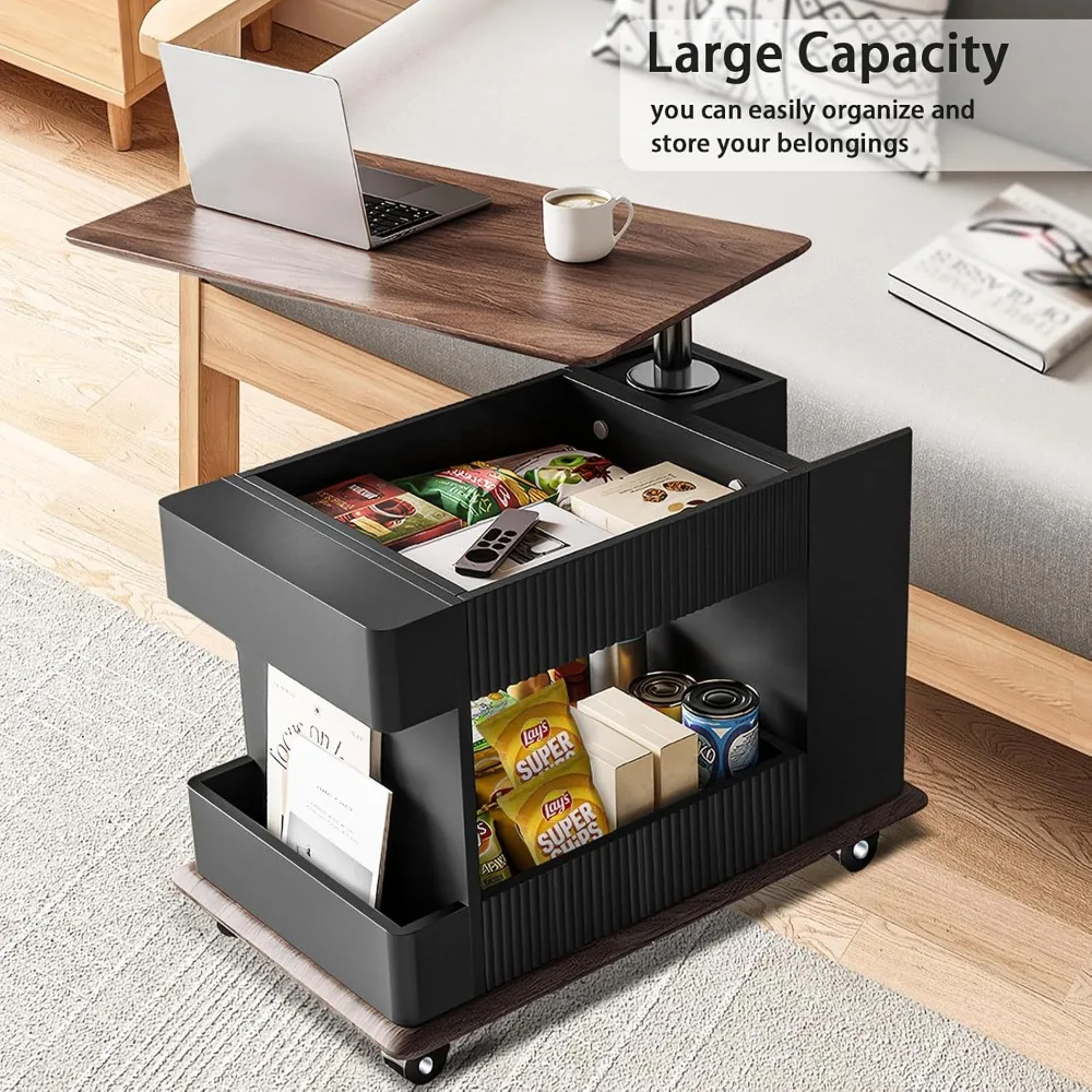 Lift Top Coffee Table - Black Coffee Table with Storage - Lift Coffee Table for Living Room