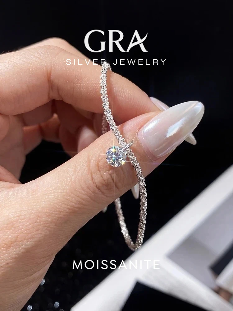 GRA  0.5 Carat Brilliant Round Moissanite Diamond Bracelet For Women 925 Sterling Silver Engagement Wedding Luxury Jewelry
