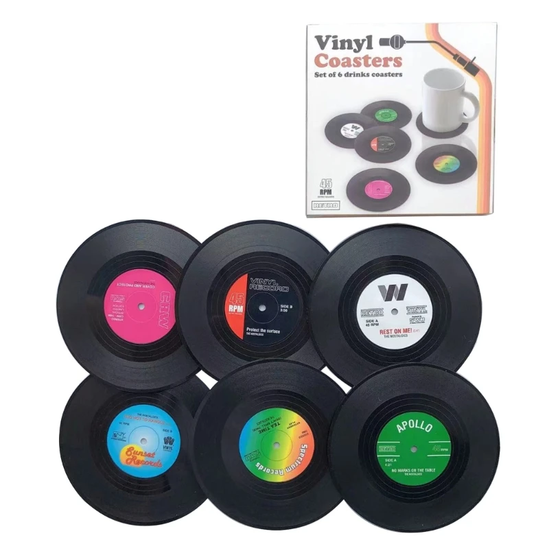 6/12 Pieces Cup Vintage Insulated Cup Mats ABS Material Coffee Drinks Mat Cup Pads Perfect Gift for Music Dropsale