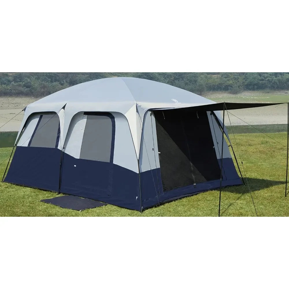 

10 Person Camping Tent, Portable Cabin Tents for Outdoor Large Tents with Rainfly and Carry Bag, 2 Doors, Camping Blackout Tent