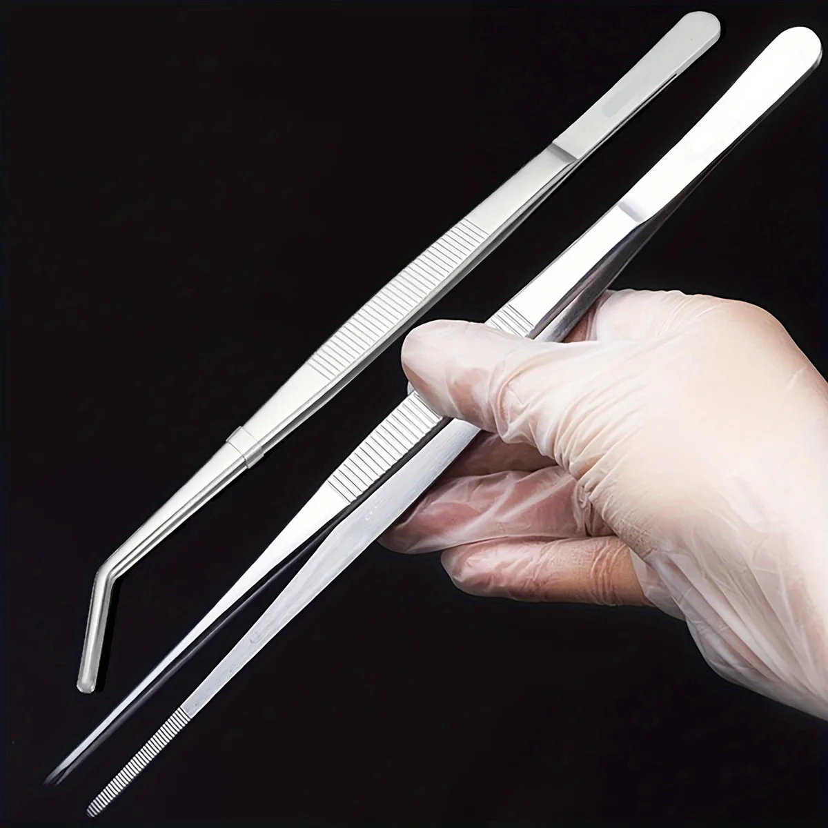 2pcs Stainless Steel Tweezers, Designed for Durability, Bonsai, Gardening, Pet Care, Reptile Feeding, and Jewelry Crafting