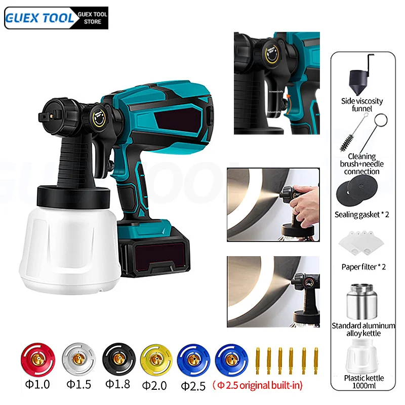 

1000ML Cordless Electric Spray Gun High Power Rechargeable Battery Paint Sprayer Gun Battery Powered Spray Gun For Home DIY