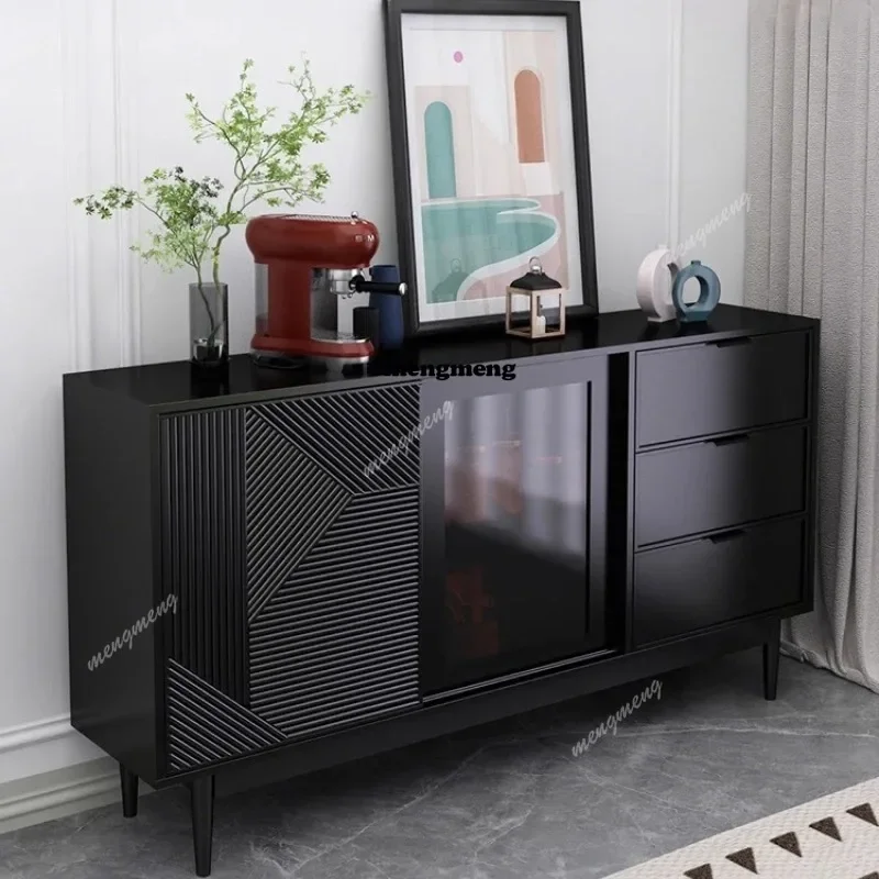 

Black luxury living room cabinet modern elegant minimalist design drawers cabinet glass creative muebles de salón furniture
