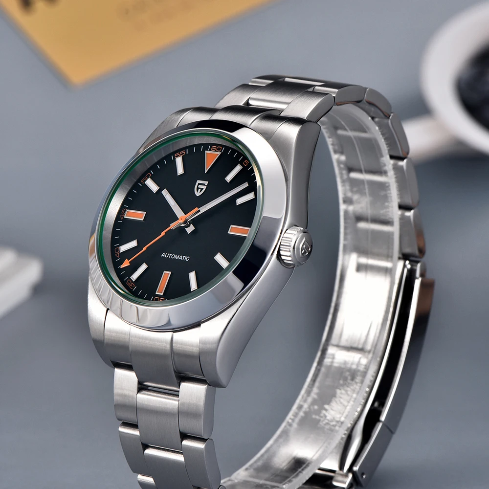 PAGANI DESIGN Uhr Herren Luxus Retro mechanische Herrenuhr NH35 Uhrwerk Saphir 1733, wasserdichte Edelstahl-Herrenuhr