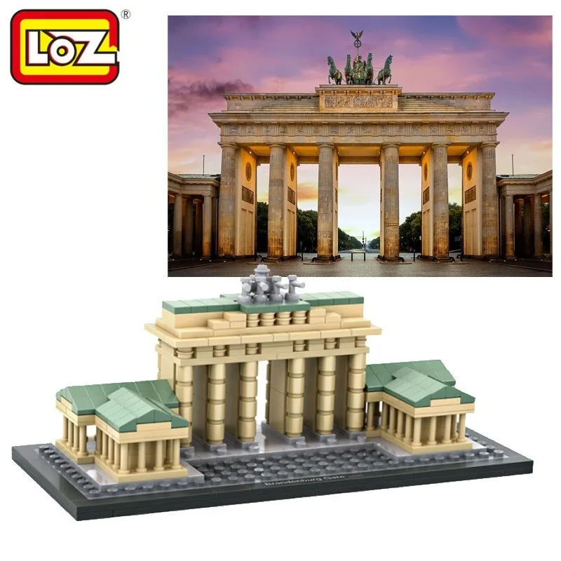 Loz World Famous Architecture Berlin German Brandenburg Gate Mini 3D Model Building Blocks DIY Assembly Bricks Toys for Children