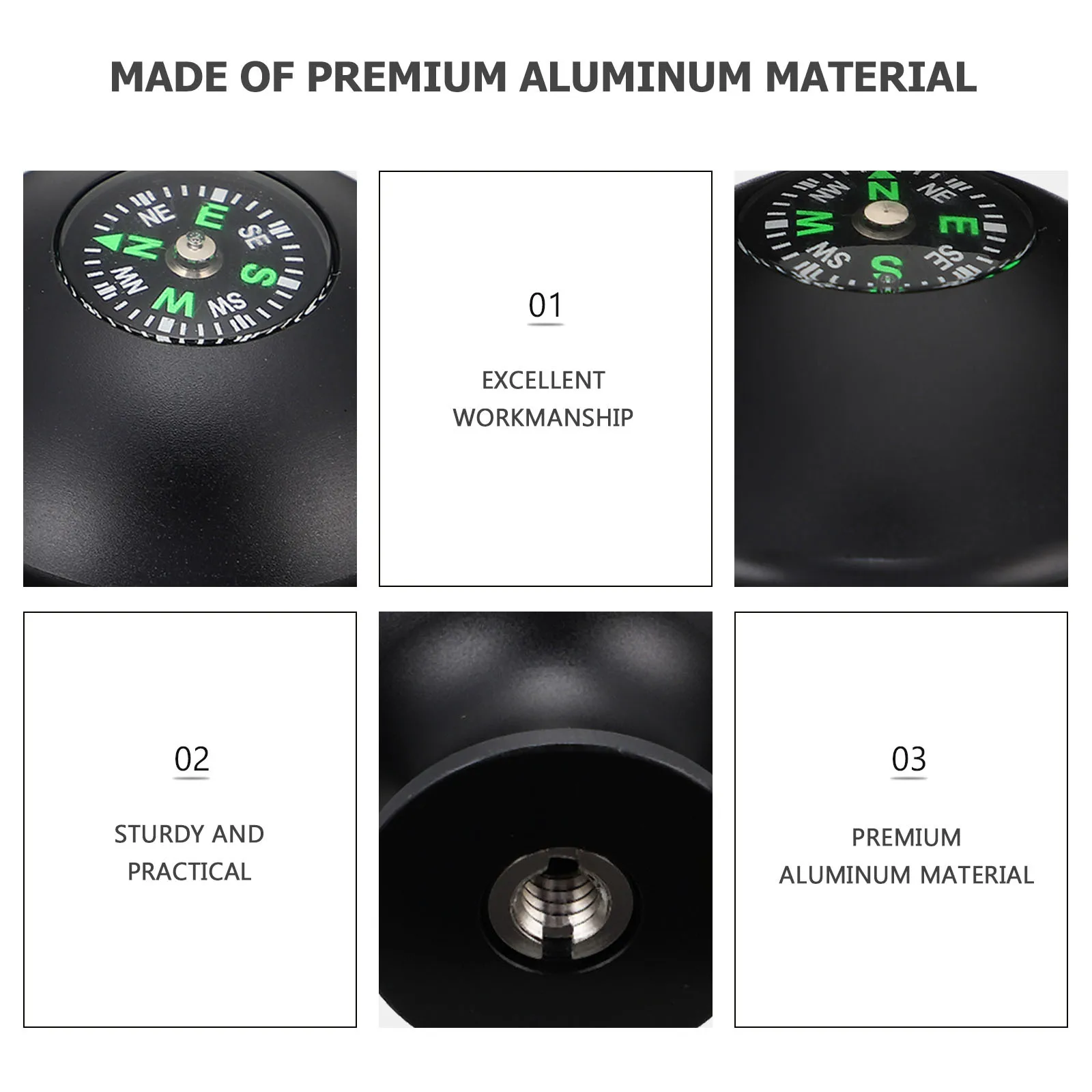 

1Pcs Trekking Pole Head Cover Premium Aluminum Universal Fit Outdoor Hiking Climbing Pole Compass Accessory Portable Compass