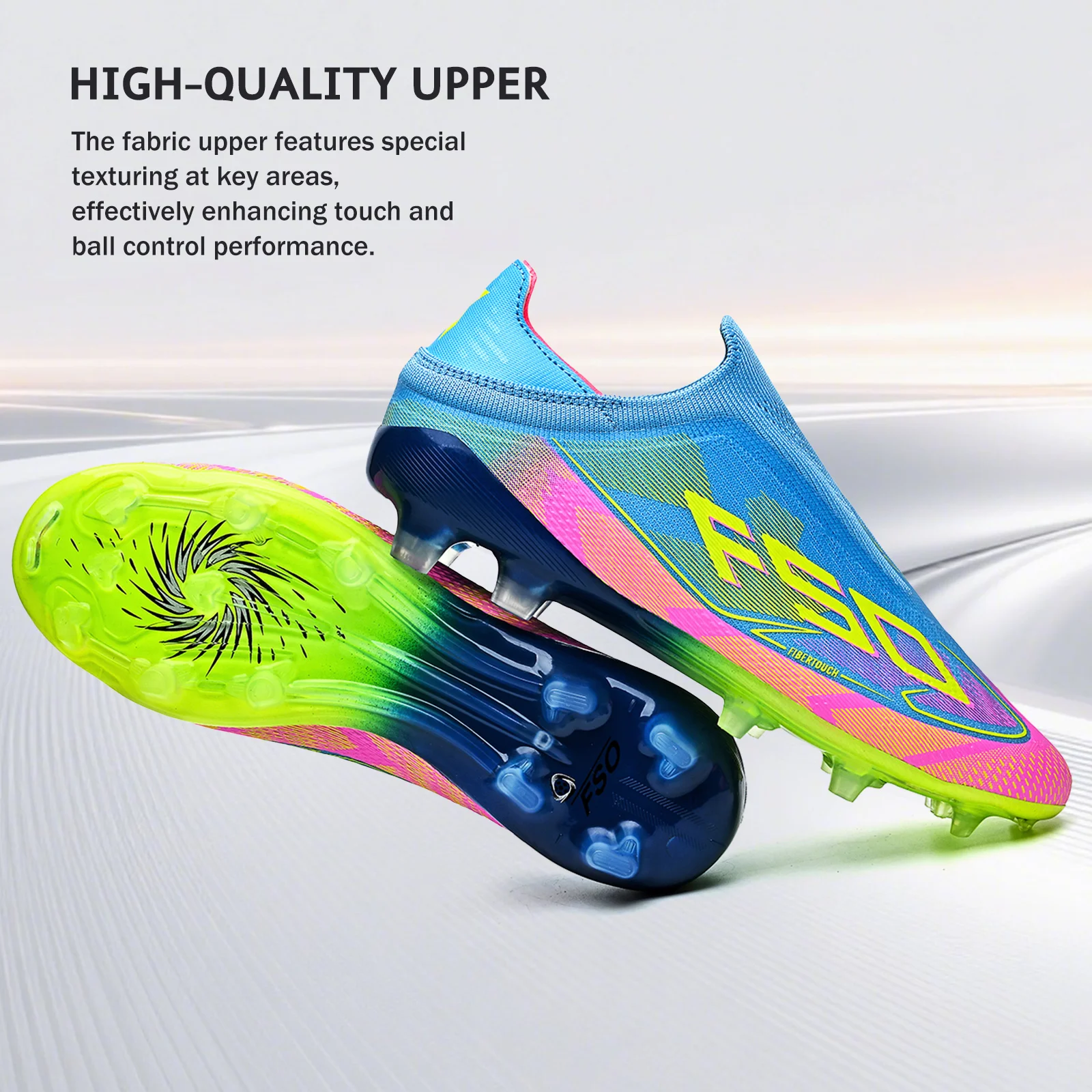 

Training Competition AG FG Soccer Boots PU Soft Fabric Upper TPU Durable Outsole Anti-slip Wearproof Teenager Boys Girls
