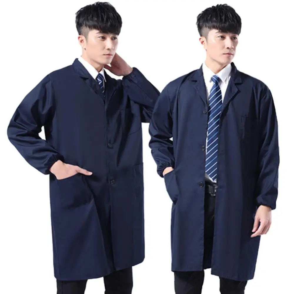 Dustproof Men Work Clothing Longo Manga Curta Botões Bolsos Armazém Lab Coat Work Clothing