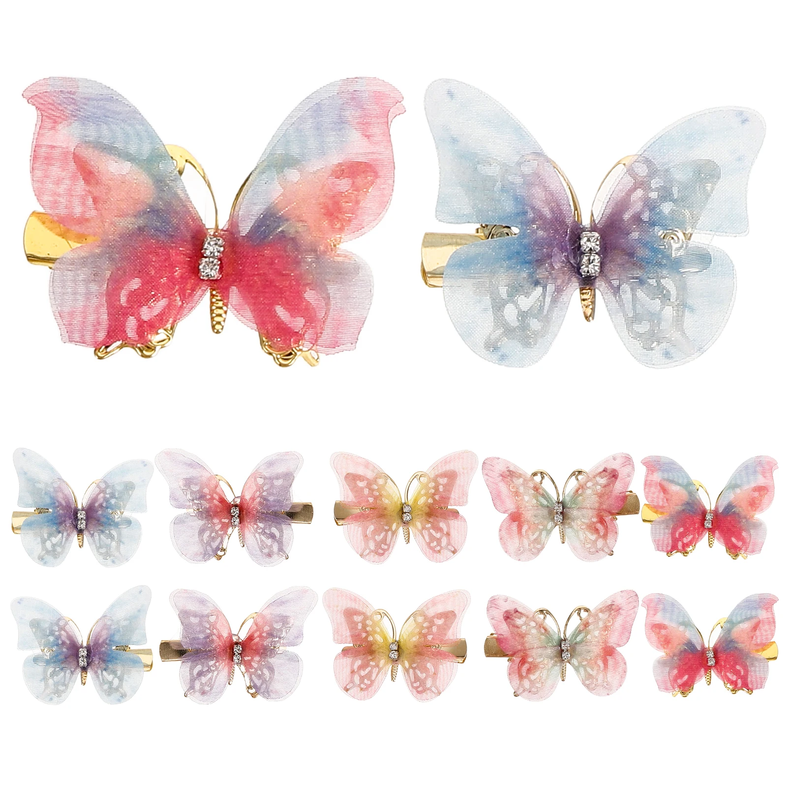

10pcs Children Butterfly Hair Clips Cute Accessories Little Girl Hair Decorations Hanfu Style Party Everyday Wear