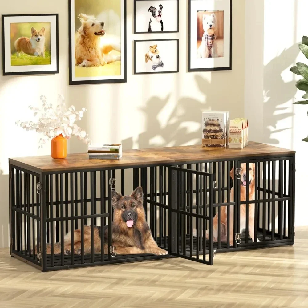 Kandang anjing furnitur kandang anjing meja akhir dengan 3-In-1 dan nampan yang dapat dilepas untuk anjing kecil sedang besar