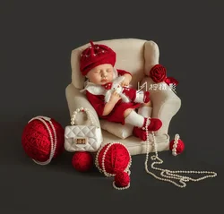 Baby Outfit Pasgeboren Fotografie Rekwisieten Gebreide Wol Outfit Meisje Photoshoot Kleding Fotografia Accessoires