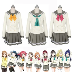 LoveLive!Sunshine!! Aqours Winter Uranohoshi High School Uniform Takami Chika Watanabe You Sailor Suit Anime Cosplay Costumes