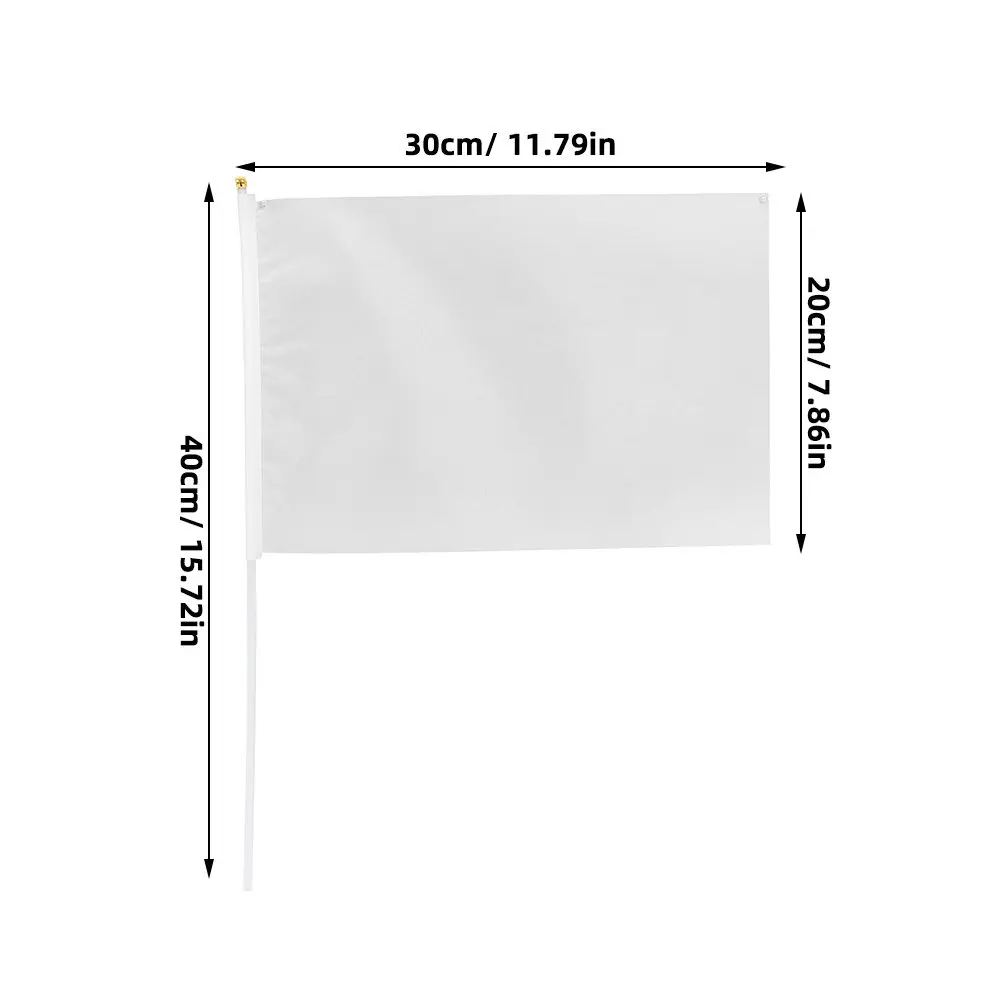 10Pcs Handheld Flags Blank DIY Polyester Racing Signal Flag for Sports Competition Referee Fan Cheering Match Warning Hand