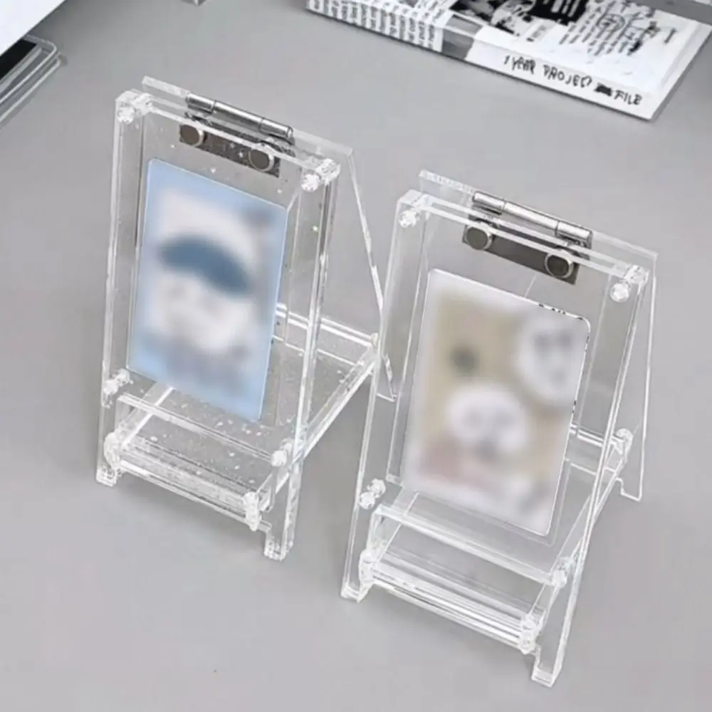 Clear HD Photocard Holder 3 Inch Card Free Standing Acrylic Card Sleeves Frame Ornament Protective Desktop Small Card Album
