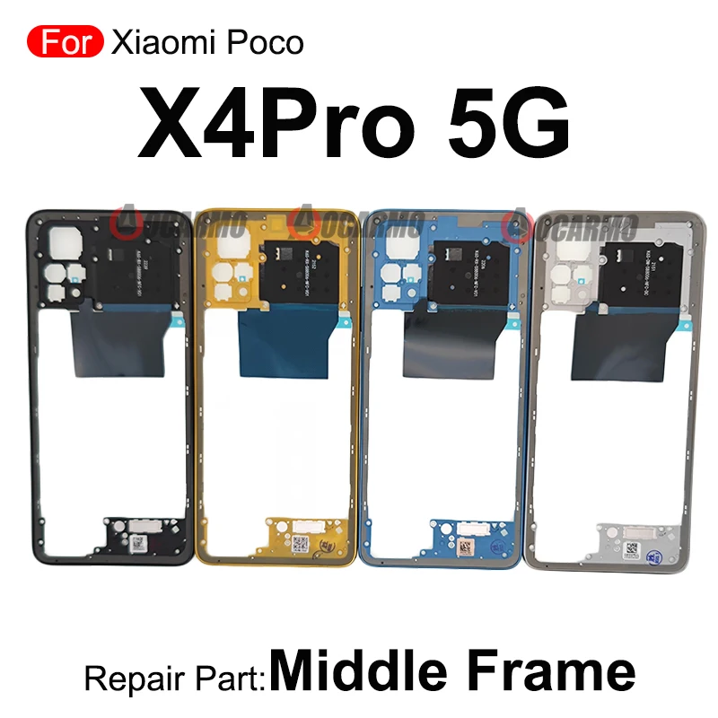 For Xiaomi Poco X4 Pro X4Pro 5G Middle Frame + Side Key And Back Rear Door Cover And Front Frame Replacement Parts