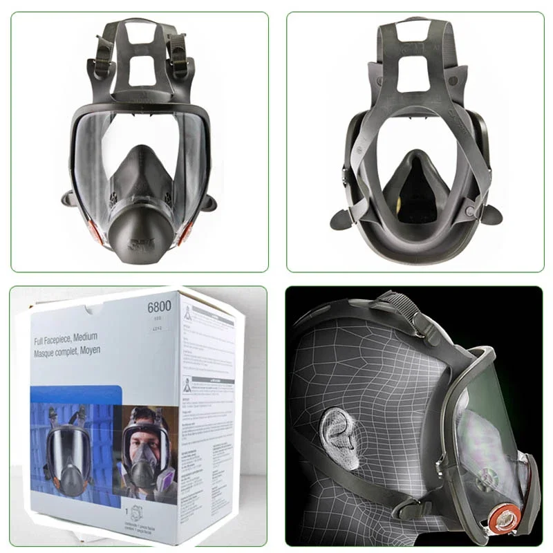 1Pc 6800 Chemical Gas Mask Original Dustproof Respirator Paint Pesticide Spray Silicone Full Face Filters Protection Safety Work