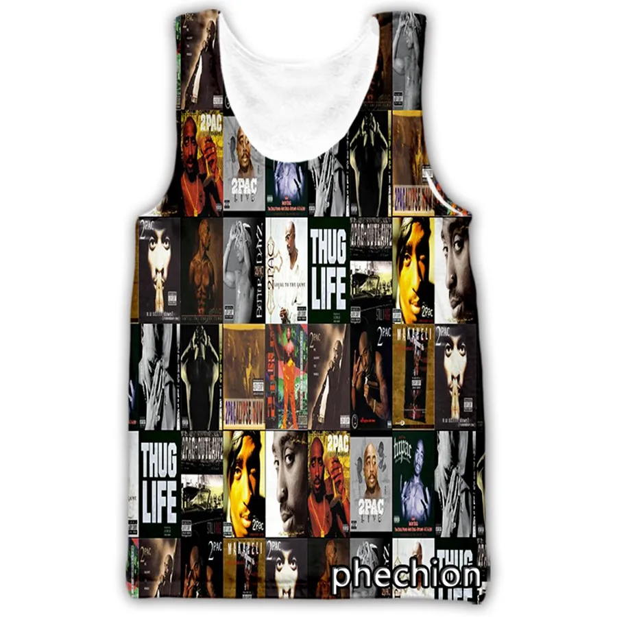 Men/Women Tupac 3D Printed Sleeveless Vest Streetwear Loose Sporting Tank Tops Broadcloth Causal Round Neck Clothing