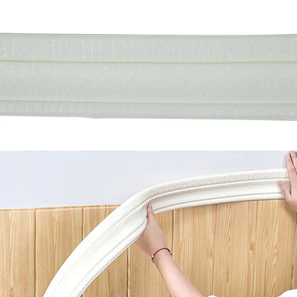 Wallstick Foam Molding Trim Home Line Practical Skirting Border Sticker Trim Wall 1pcs Waterproof 3D Embossing