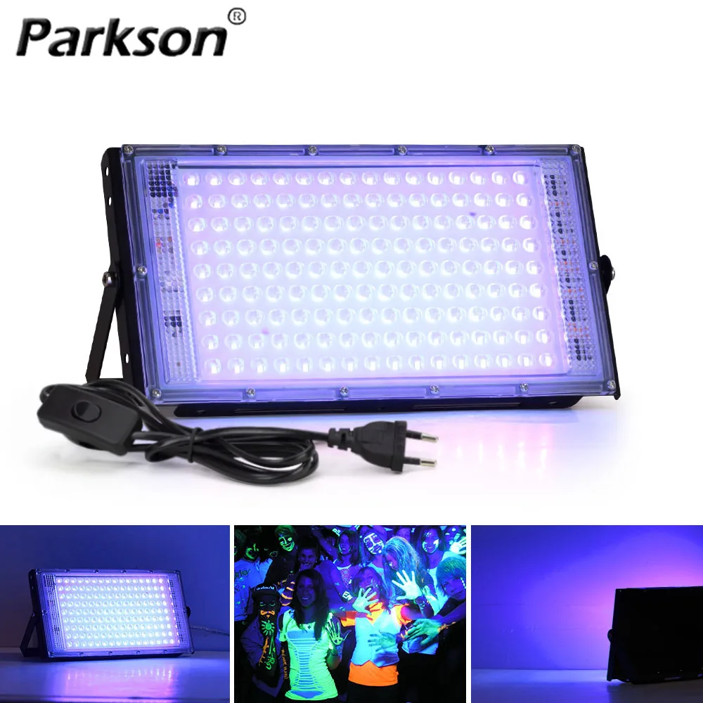 50W 100W 150W UV LED Flood Light AC220V 395nm 400nm Backlight Ultraviolet Fluorescent Disco Party DJ Stage Lamps LED Lighting