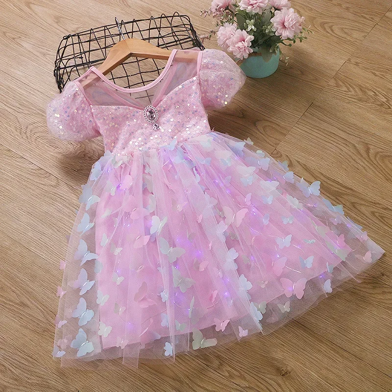 Neonate ali di farfalla fata garza principessa manica a sbuffo vestito adorabili bambini estate Tulle vestito bambino festa di compleanno abito