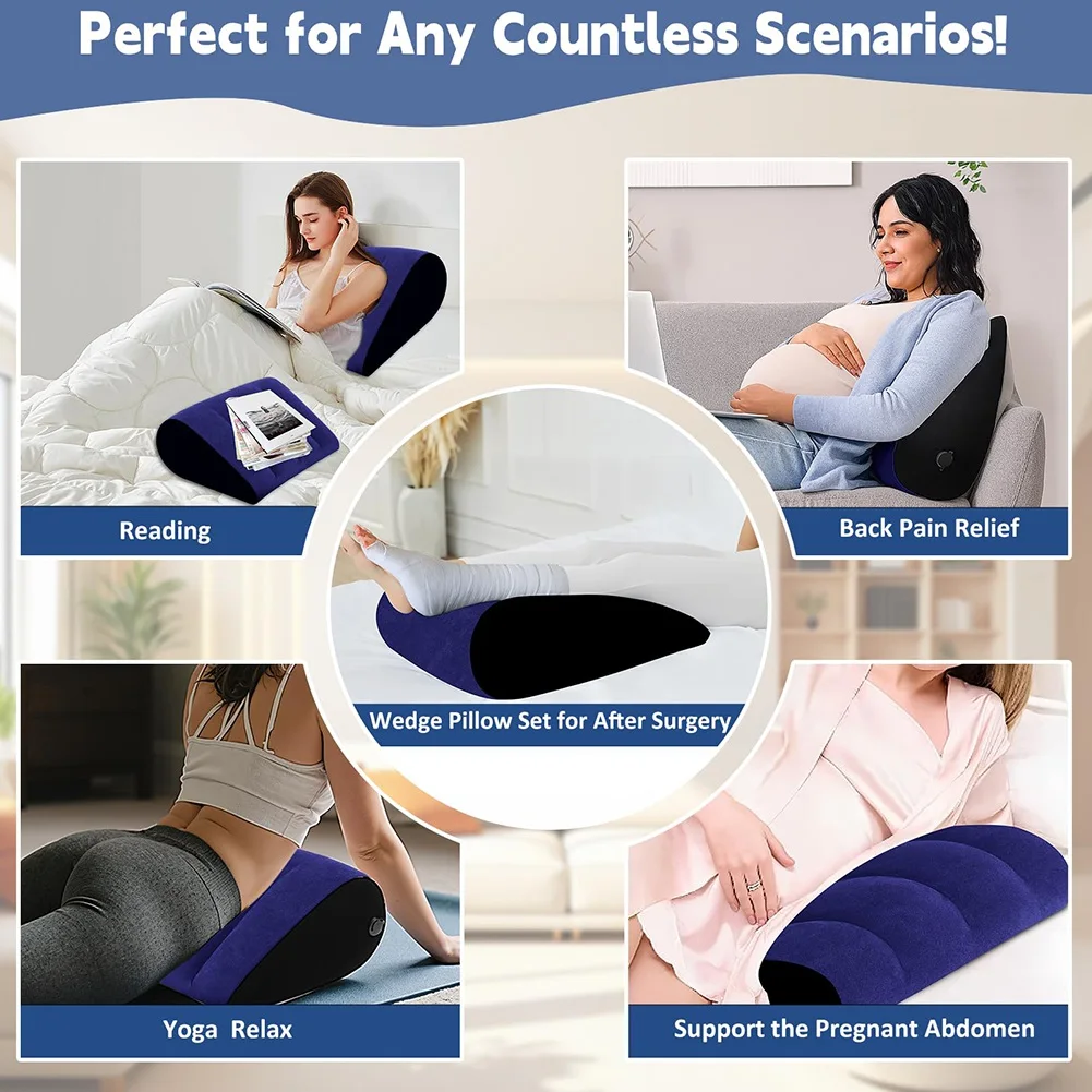 AA77 NEW Inflatable Wedge Body Pillow Cushion Yoga Posture Aid Cushion Triangular Body Pillow for Sleeping,Leg Elevation,Trave