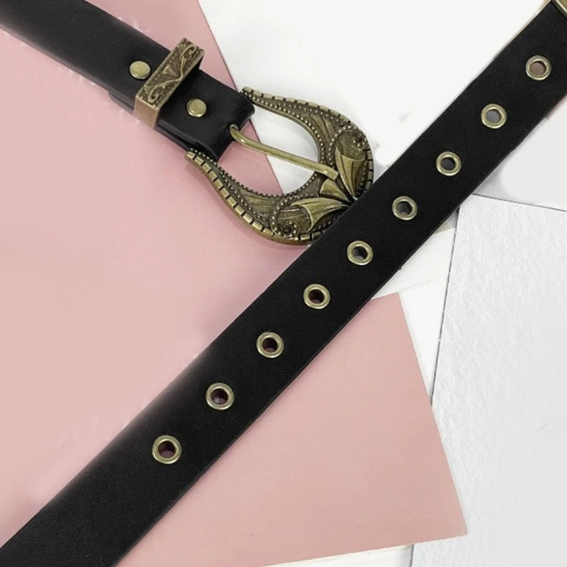 Millennial Grommet Waist Belt Punk Chain for Cowboy Cowgirl Buckle Unique Buckle Waist Chain Millennial Grommet Belt