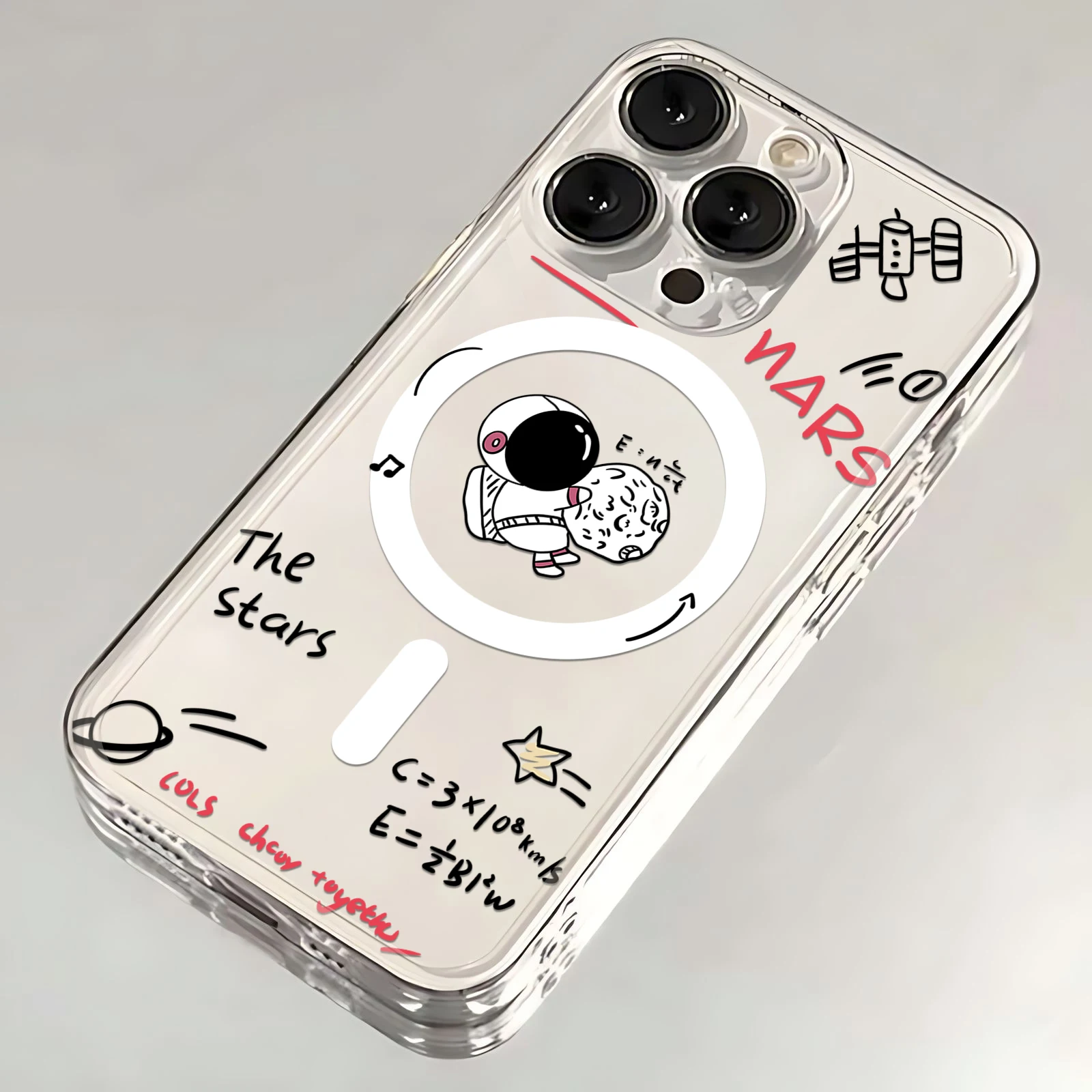 Cartoon Astronsom  Magnetic Phone Case for Samsung Galaxy S24 S23 S22 S21 S20 FE Plus Ultra 5G Soft Clear Tpu Cover