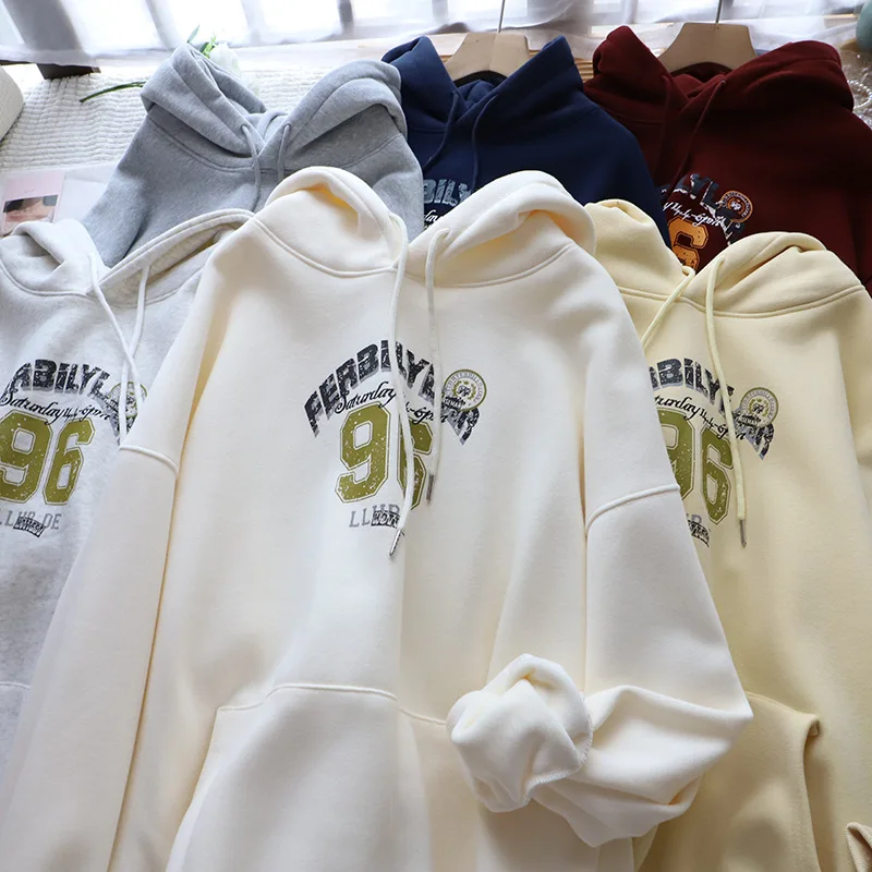 

Корейская свободная повседневная толстовка с буквенным принтом Fce на подкладке, женская осень-зима 2025, новая верхняя одежда, толстовка