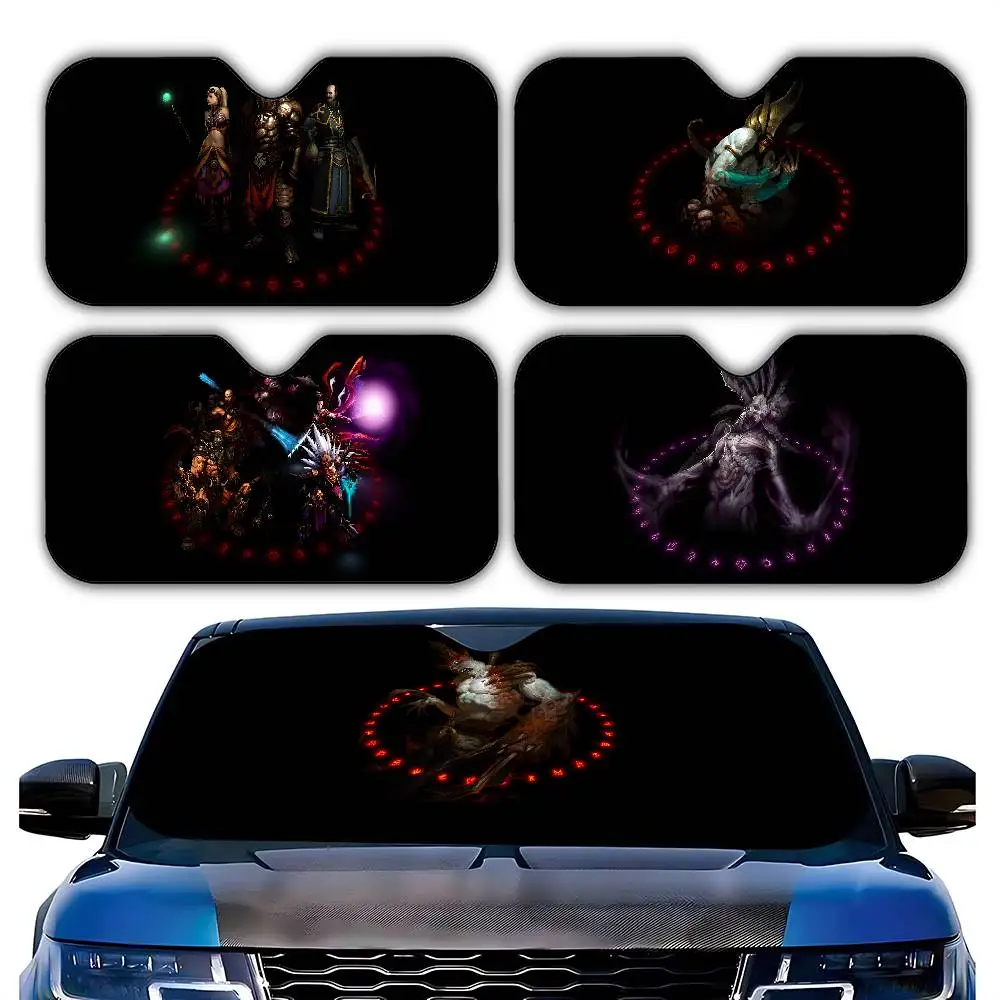 D-Diablo III 車用サンシェード 車用サンシェードカバー カバー ユニバーサルフロントガラス折りたたみバイザー