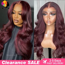 13x6 Burgundy Body Wave Lace Front Human Hair Wigs for Black Women 99J Red Lace Frontal Wigs 13x4 Transparent Lace Front Wig