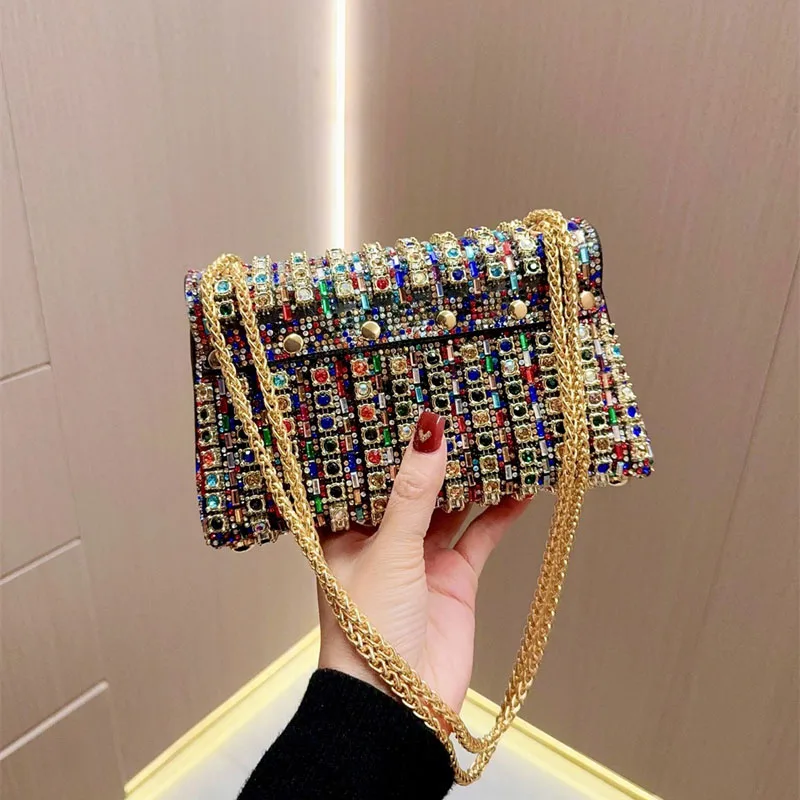 Luxury Design Jewel Clutch Women\'s Evening Bag Pearl Handheld  Bag Clutch Envelope Handbag  Wedding Party Bling Cross-body Bag