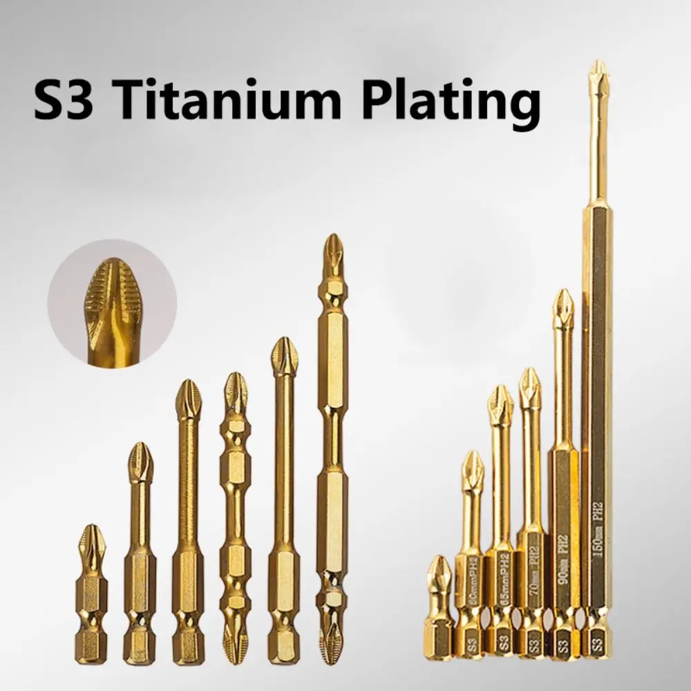 Titanium Coating Impact Phillips Screwdriver Bit Anti-shock Non-slip Screwdriver Batch Head Impact Resistant