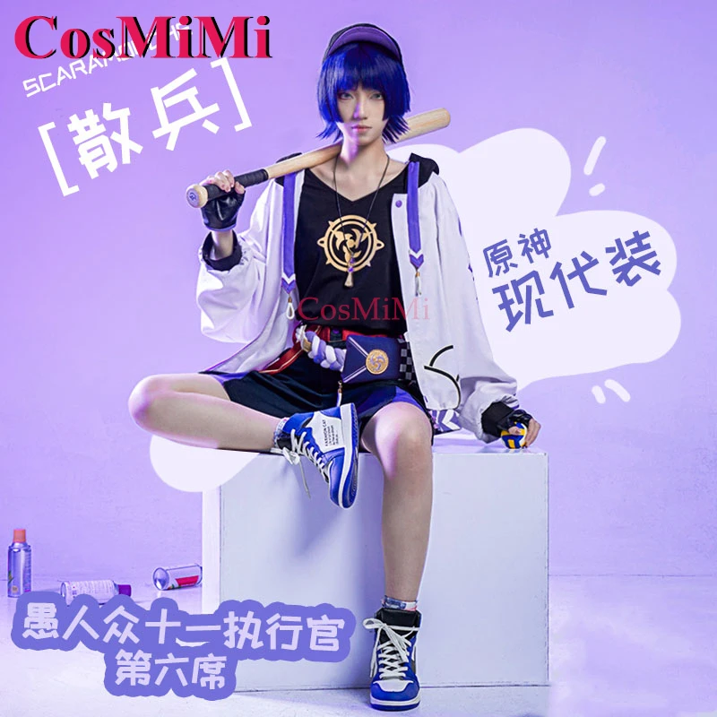 

CosMiMi Scaramouche Cosplay Genshin Impact Costume Sportswear Casual Wear Outfit Modern Clothing Carnival Role Play Clothing New