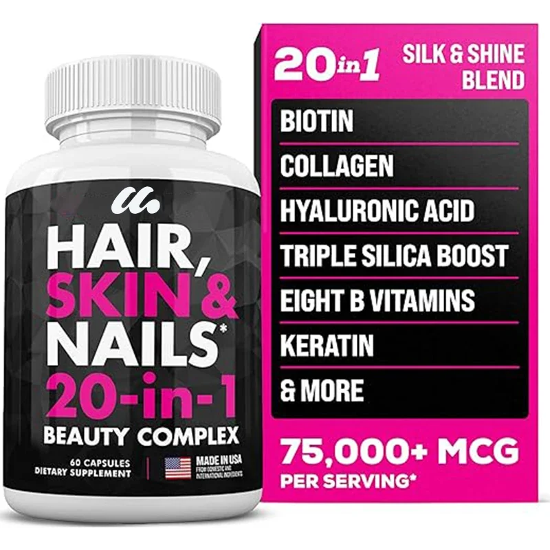 

Biotin, collagen, silica, hyaluronic acid, and keratin - hair, skin, and nail vitamins promote hair growth