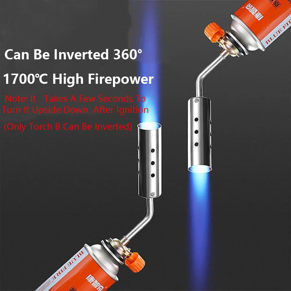 2 PCS Invertible Metal Welding Torch 1500℃ Flame Gun Butane Burner Outdoor Camping Flamethrower Heating Ignition Tool