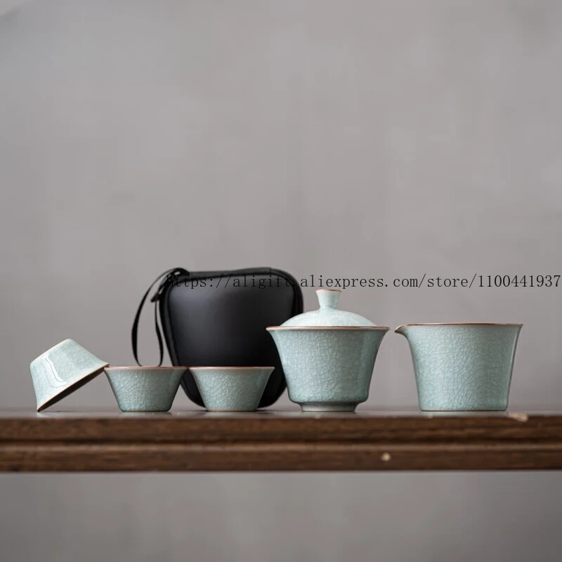 Outdoor Travel Tea Set Portable Thoughts Orange Creative Express Cup Kung Fu Tea Set With Travel Bag