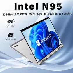 New 10.95 inch 360° Flip OLED Touch Screen Laptop Windows 11 Intel N95 16GB DDR5 RAM 2TB SSD ROM Aluminum alloy body