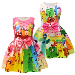 Numberblocksing Baby Girls Cosplay Princess Dress Kids Birthday Christmas Party Costume Summer Clothes Wedding Party Bow Dress