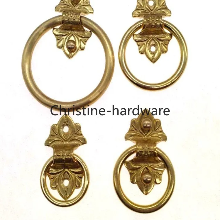 Old Ring Door Knocker Brass Bronze Knob for Cabinet Classics Gate Round Ring Handle Retro Entrence Door Knock Home Hardware