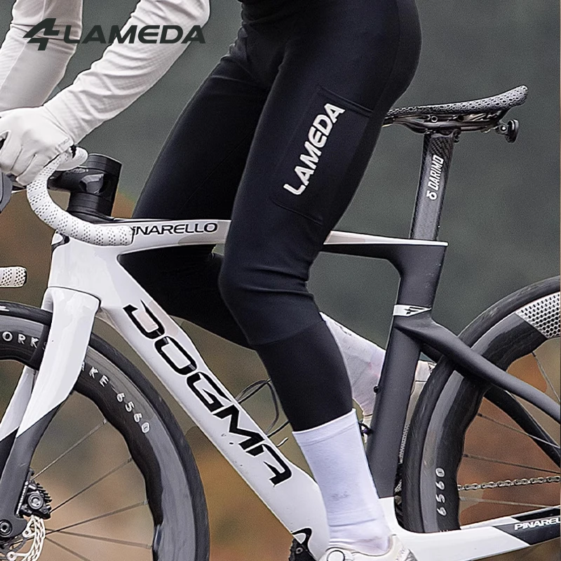 

LAMEDA Winter Men's Fleece Pants Black Windproof Warm Outdoor Cycling Pants MTB Waterproof Cycling Clothing