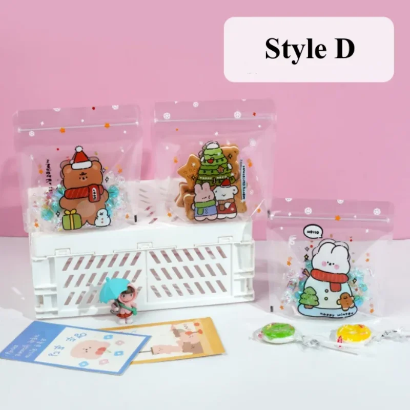 

10/100PCS DIY Clear Plastic Ziplock Stand-up Packaging Bag Sugar Candy Snack Bakery Spice Cookies Christmas Gift Storage Pouches