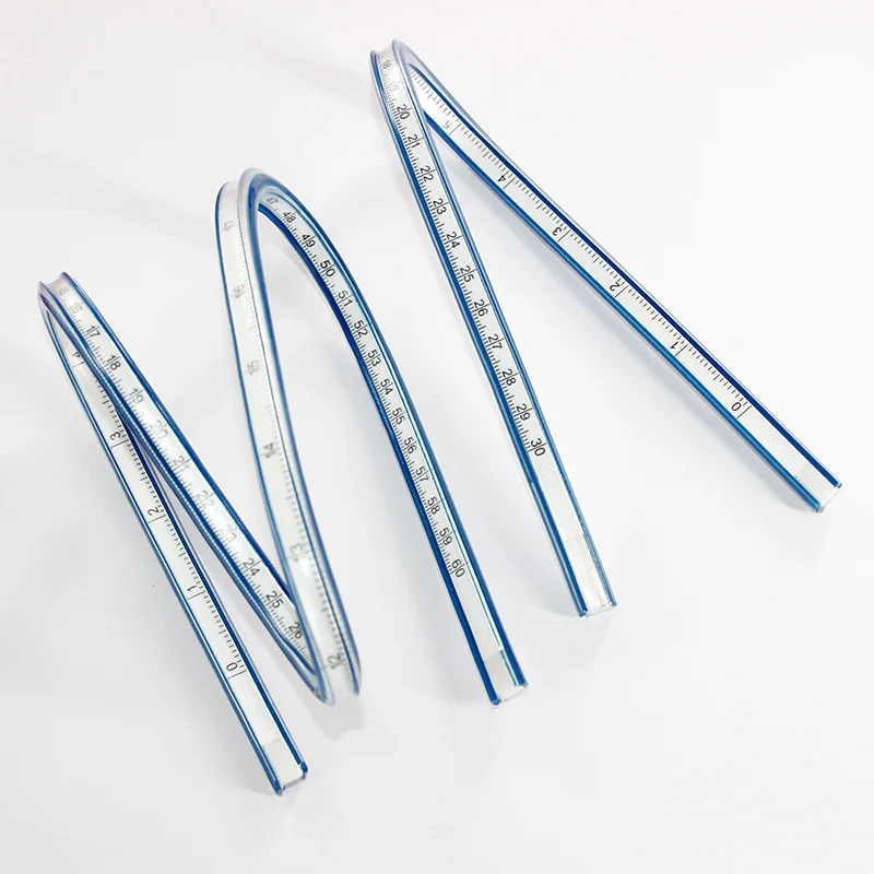 1pcs Flexible Curve Ruler Drafting Drawing Tool Serpentine Plastic School office supplies 30cm 40 50 60cm