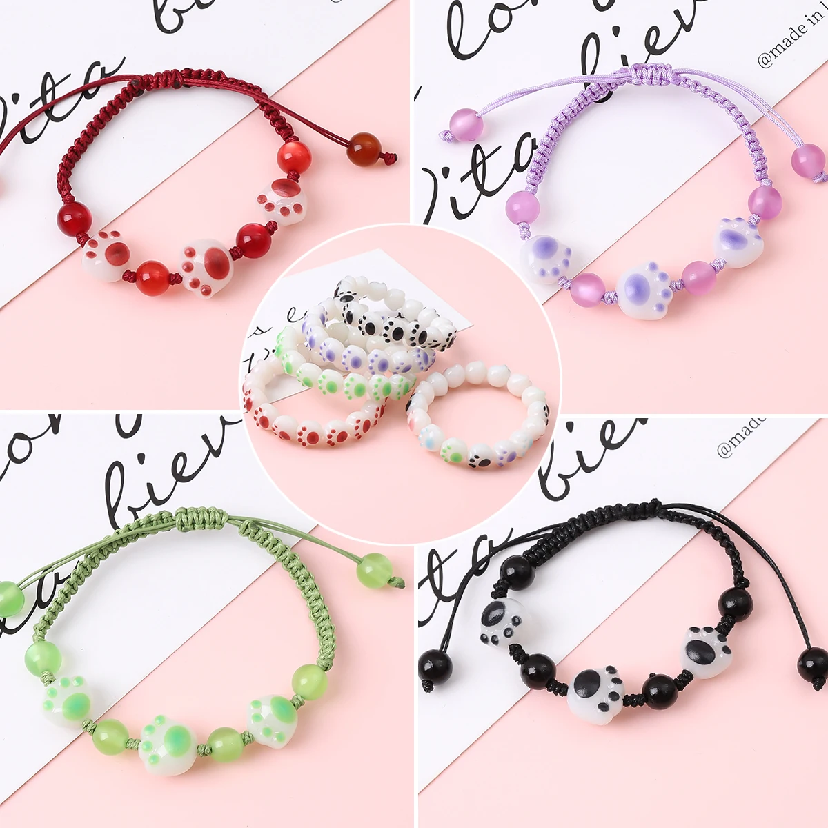 10/20pcs Acrylic Charcoal Grilled Cute Cat Claw Beads Unique Scattered Beads Handmade DIY Jewelry Bracelets Earrings Accessories