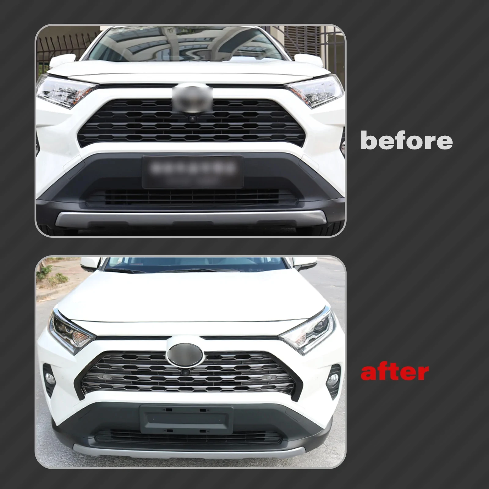 2pcs/Set Glossy Black Car Front Center Grille Lip Stripes Grill Strip Cover Decoration For Toyota RAV4 2019 2020 2021 2022 2023