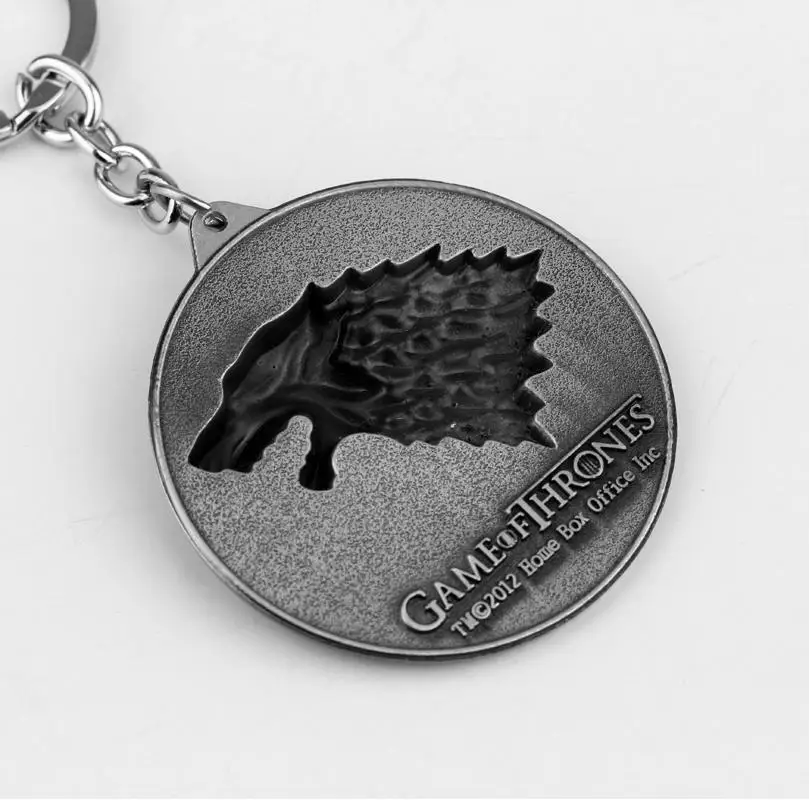 Movie Thrones Series Wolf Head Game Pendants Keychain Animal Jewelry Key Ring Backpack Accessories Key Chains Gifts Souvenir