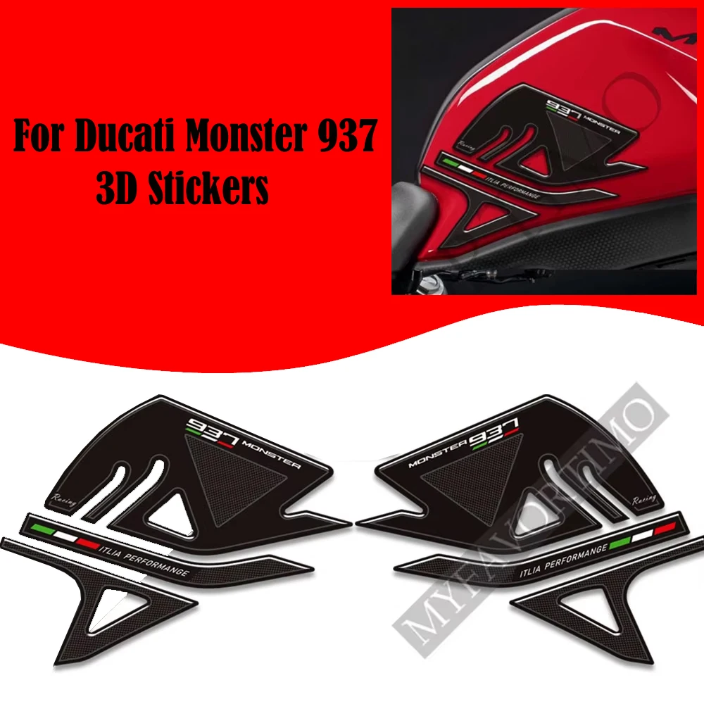 Motocyklowe naklejki 3D, naklejki, zestaw paliwa, oleju, ochraniacze na kolana, podkładka na zbiornik, gripy do Ducati Monster 937 937 2021 2022