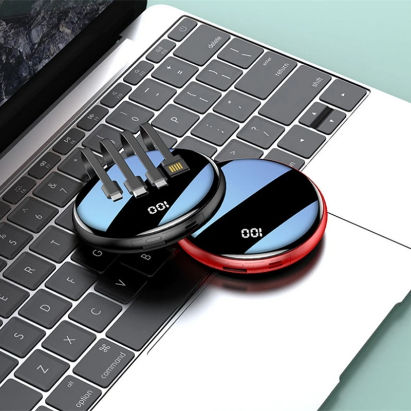 Mini Power Bank 20000mAh USB C Fast Charging Powerbank for iPhone 16 Xiaomi Samsung Mirror Screen Portable Charger Spare Battery