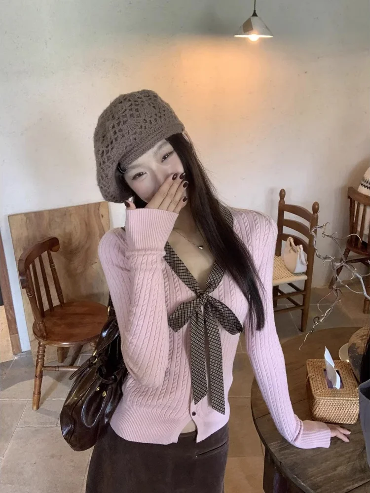 

Женские вязаные пуловеры с цветочной вышивкой на воротнике, милый и стильный образ в стиле преппи, школьная форма, трикотажная одежда