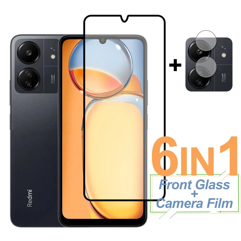 

For Xiaomi Redmi 13C Glass Screen Protector Full Cover Tempered Glass Protective Phone Camera Lens Film For Xiaomi Redmi 13C 12