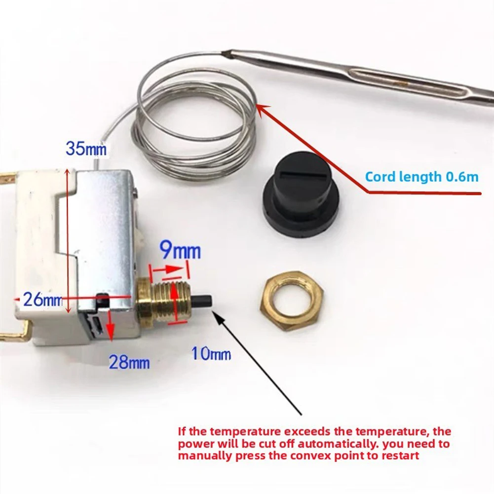 Thermostat for Oven and Deep Fryer Overheat Protection Featuring Manual Reset and 110C 250C 320C Threshold Settings